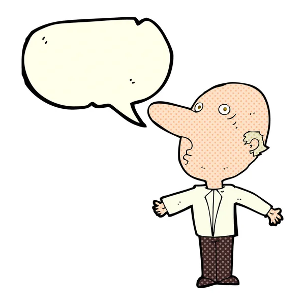 Karikatur verwechselt Mann mittleren Alters mit Sprechblase — Stockvektor