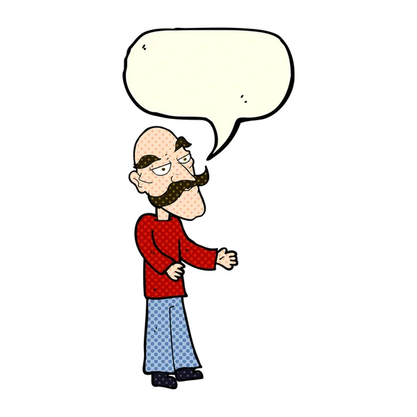 Καρτούν γέρος με μουστάκι με φούσκα ομιλία — Διανυσματικό Αρχείο