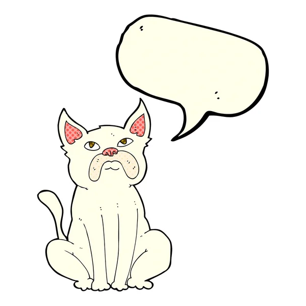 Karikatur mürrischer kleiner Hund mit Sprechblase — Stockvektor