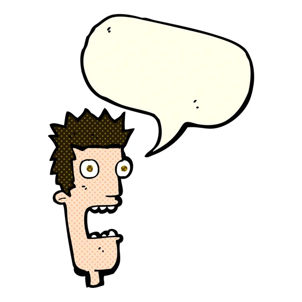 Cartoon shocked man 's face with speech bubble — стоковый вектор