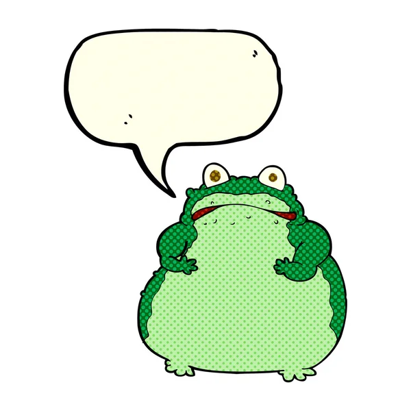 Cartoon fat frog with speech bubble — Stock Vector