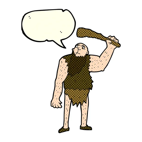 Cartoon-Neandertaler mit Sprechblase — Stockvektor