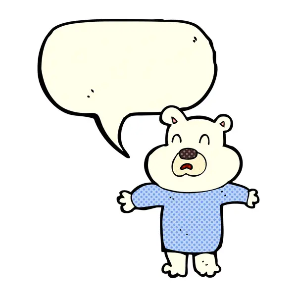 Γελοιογραφία δυστυχισμένος πολική αρκούδα με το συννεφάκι λόγου — Διανυσματικό Αρχείο