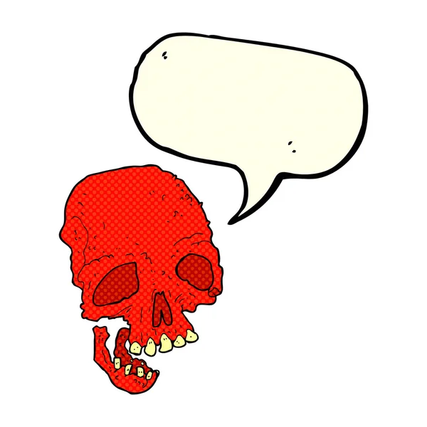 スピーチバブルを持つ漫画の不気味な頭蓋骨 — ストックベクタ