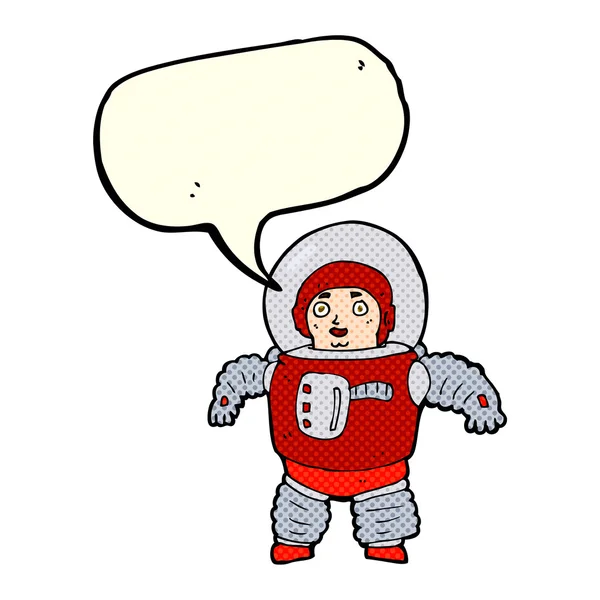 Hombre del espacio de dibujos animados con burbuja de habla — Archivo Imágenes Vectoriales