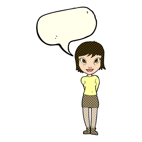 Dibujos animados chica bonita con burbuja del habla — Archivo Imágenes Vectoriales