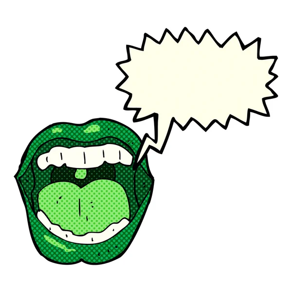 Dessin animé halloween bouche avec bulle de parole — Image vectorielle