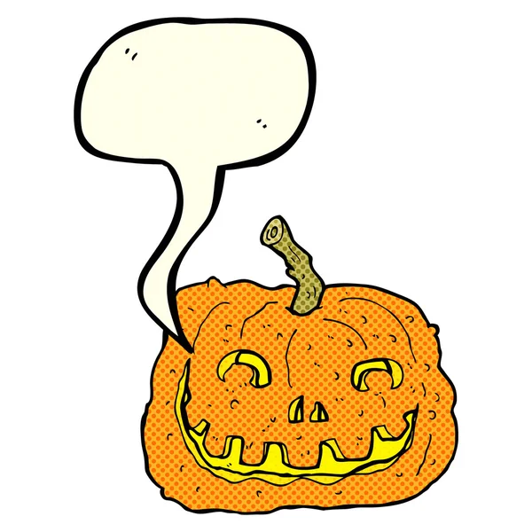 Calabaza de dibujos animados con burbuja de habla — Archivo Imágenes Vectoriales