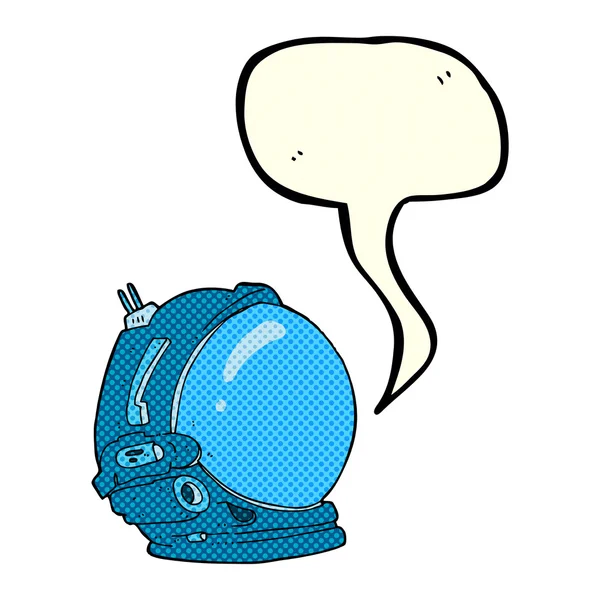 Casque astronaute dessin animé avec bulle de parole — Image vectorielle