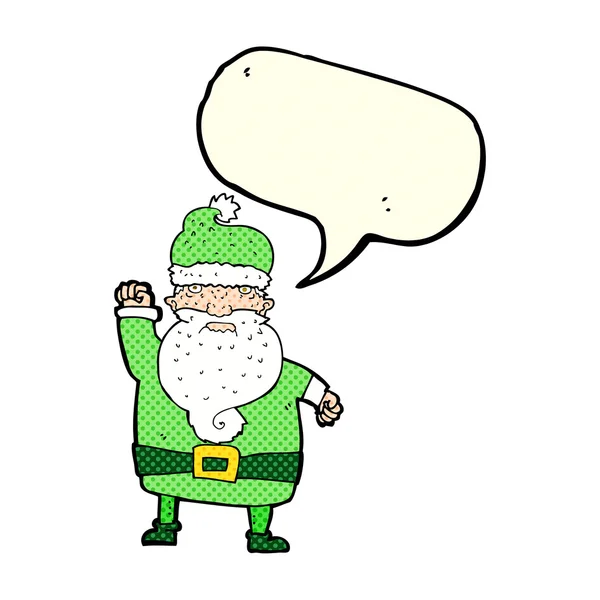 Мультяшный сердитый Санта Клаус с речевым пузырем — стоковый вектор
