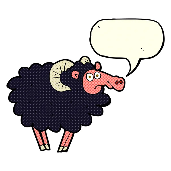 Karikatur schwarzer Schafe mit Sprechblase — Stockvektor