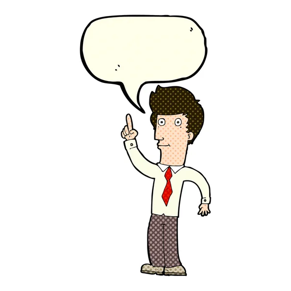 Cartoon friendly man with idea with speech bubble — Stock Vector