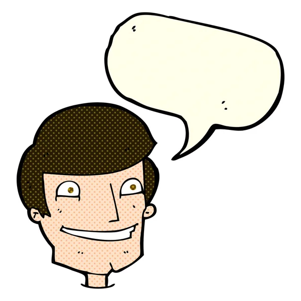 Karikatur grinsender Mann mit Sprechblase — Stockvektor