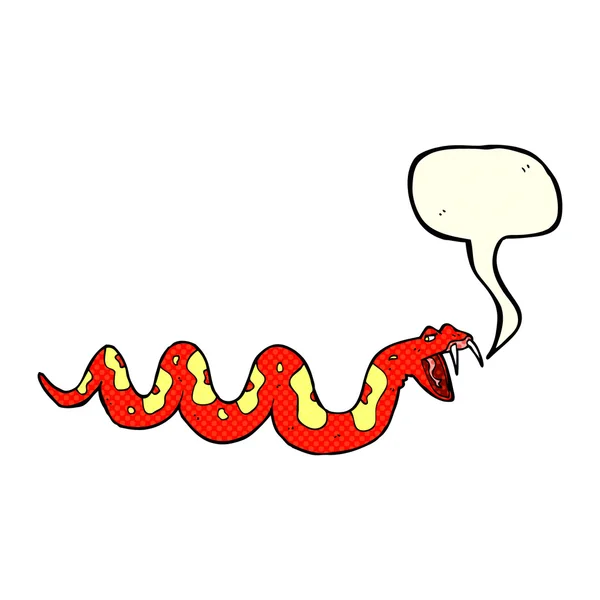Serpiente venenosa de dibujos animados con burbuja del habla — Vector de stock