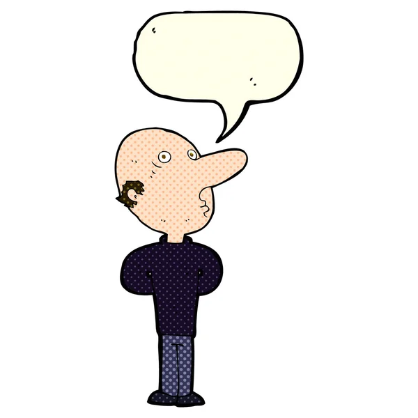 Karikatur Mann mit Glatze und Sprechblase — Stockvektor