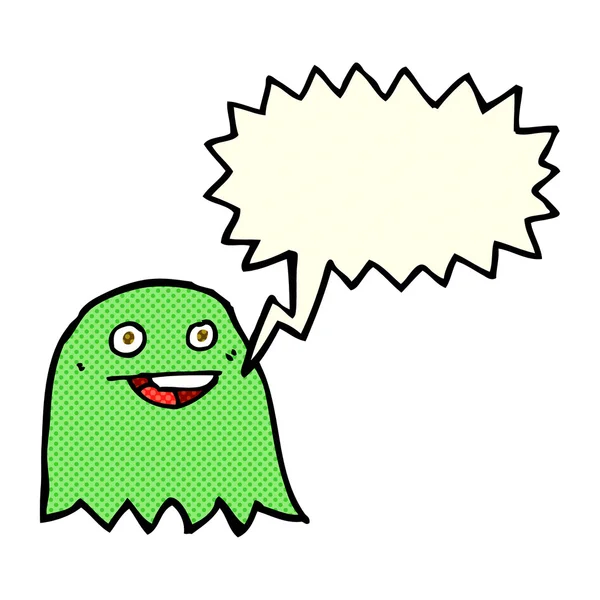 Cartoon ghost with speech bubble — Stock Vector