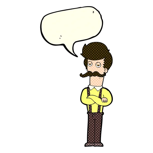 Homem dos desenhos animados com bigode com bolha de fala — Vetor de Stock