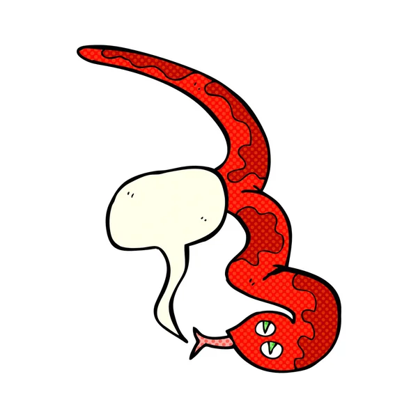 Cartone animato sibilante serpente con bolla discorso — Vettoriale Stock
