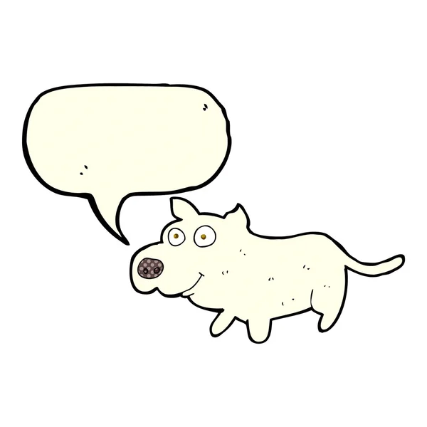 Desenho animado pequeno cão feliz com bolha de fala — Vetor de Stock