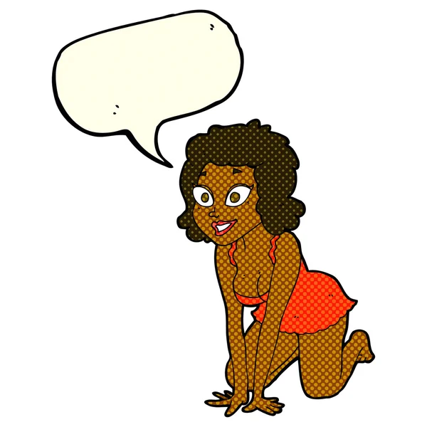 Karikatur lustige sexy Frau mit Sprechblase — Stockvektor