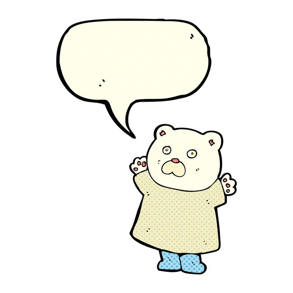 Drôle de dessin animé ours polaire avec bulle de parole — Image vectorielle