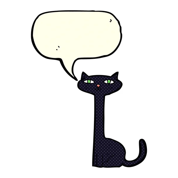 Мультяшный чёрный кот с пузырём речи — стоковый вектор