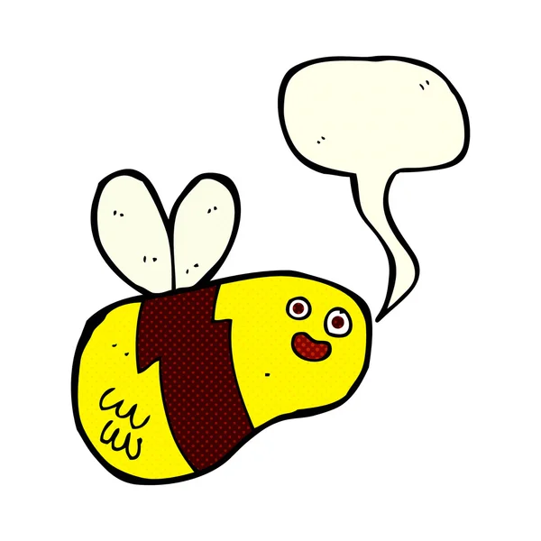 Abeja de dibujos animados con burbuja de habla — Vector de stock