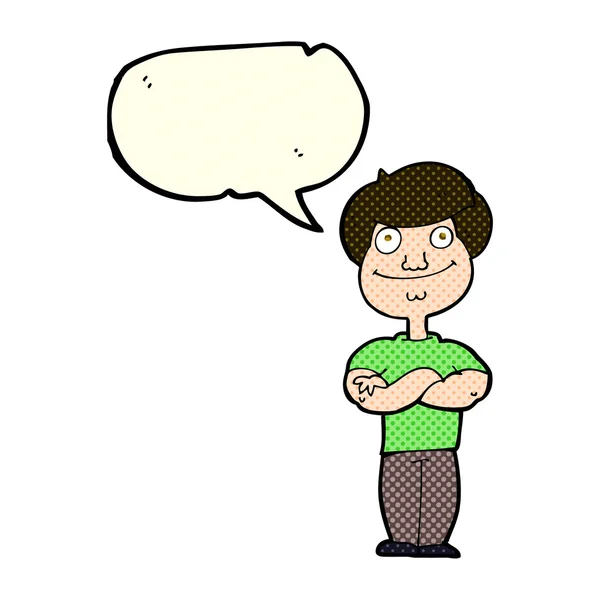 Dibujos animados hombre feliz con burbuja de habla — Archivo Imágenes Vectoriales