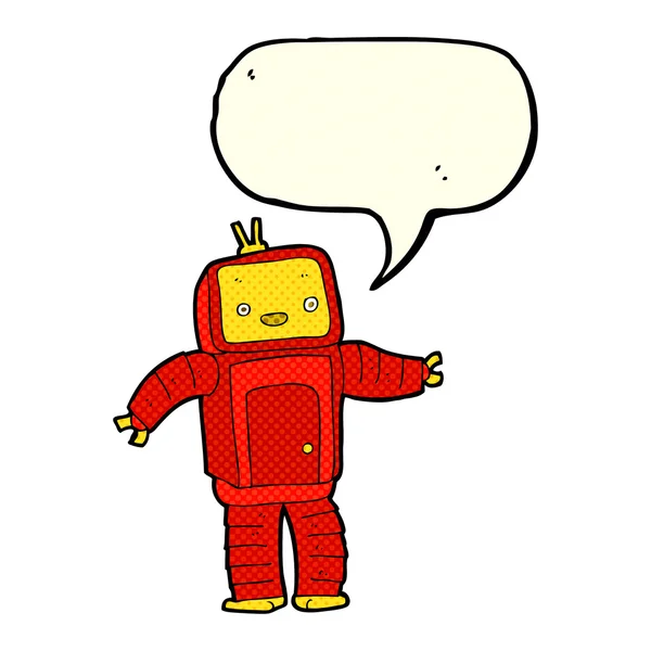 Robô dos desenhos animados com bolha de fala — Vetor de Stock