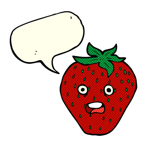 Cartoon strawberry with speech bubble — Stock Vector