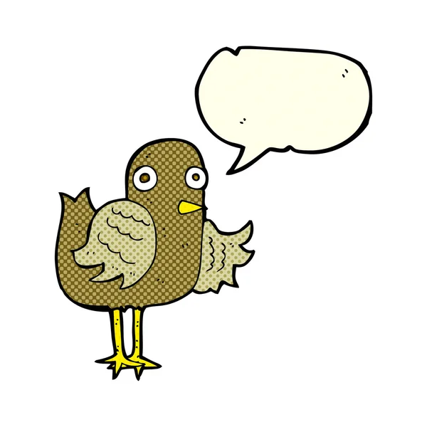 Kreslený pták mávání křídlo s hlasovou bublinou — Stockový vektor