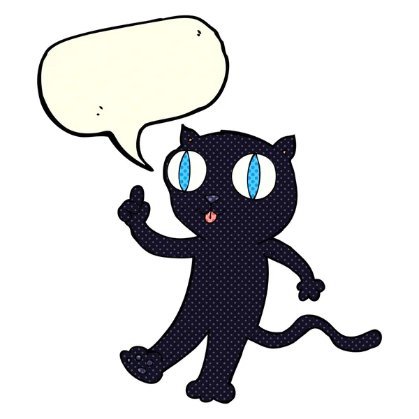 卡通黑猫与气泡的想法 — 图库矢量图片