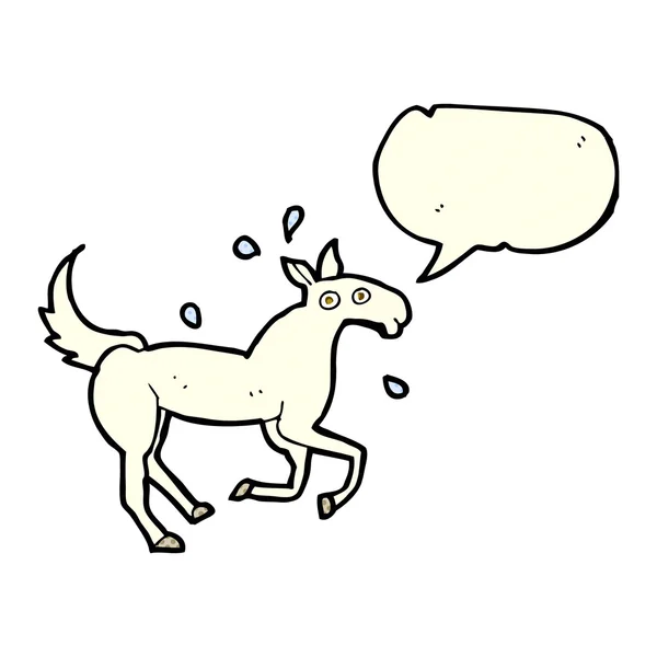Dibujos animados caballo sudando con burbuja del habla — Archivo Imágenes Vectoriales