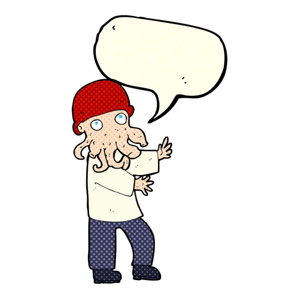 Zeichentrickmonster Mann mit Sprechblase — Stockvektor