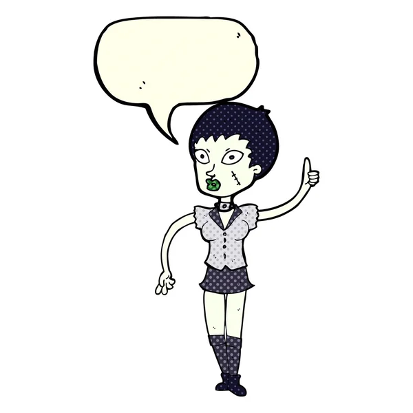 Cartone animato ragazza di Halloween con la bolla discorso — Vettoriale Stock