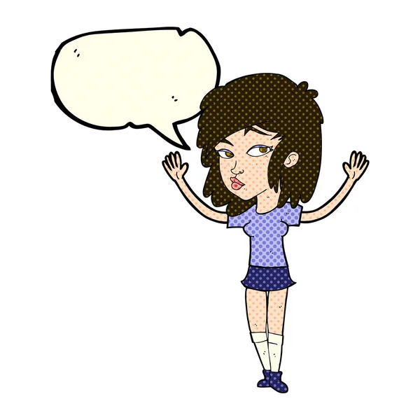 Desenho animado menina bonita com bolha de fala —  Vetores de Stock