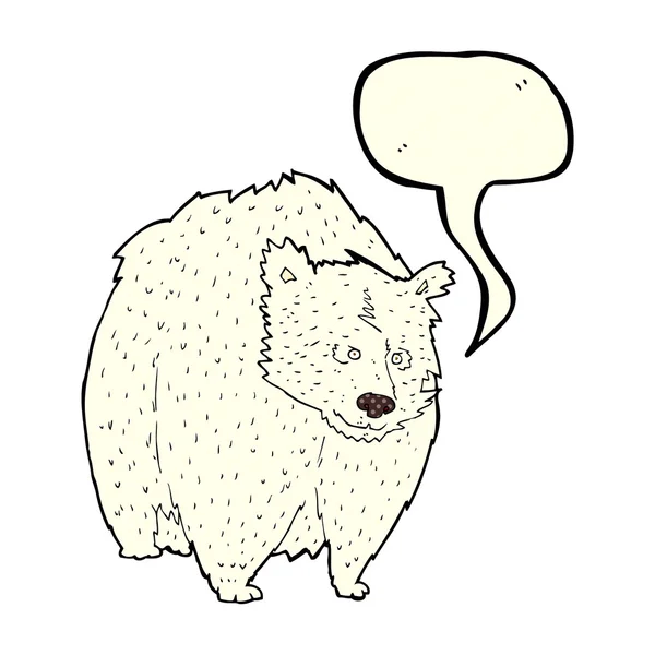 Enorme polar bear cartoon met tekstballon — Stockvector