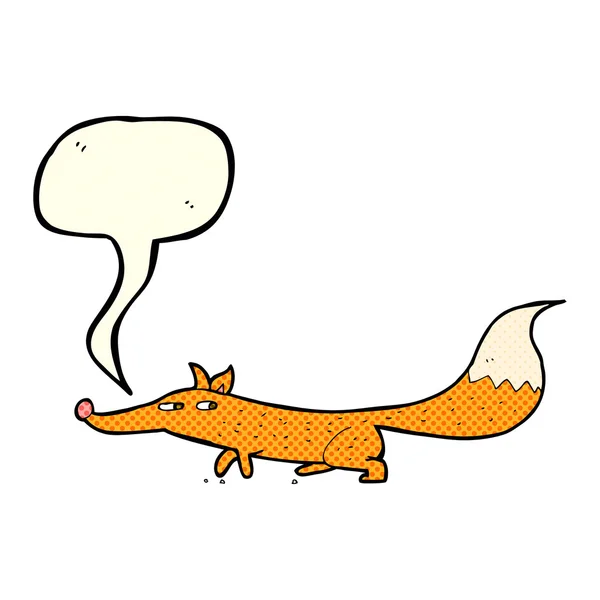 Desene animate vulpe mici cu balon de vorbire — Vector de stoc