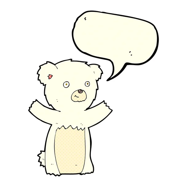 Zeichentrick-Eisbärbaby mit Sprechblase — Stockvektor