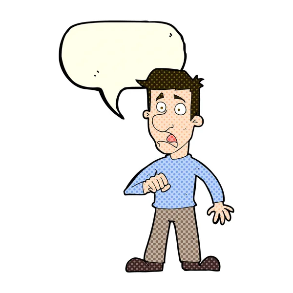 Karikatur schockiert Mann mit Sprechblase — Stockvektor