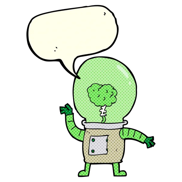 Cartoon-Roboter Cyborg mit Sprechblase — Stockvektor
