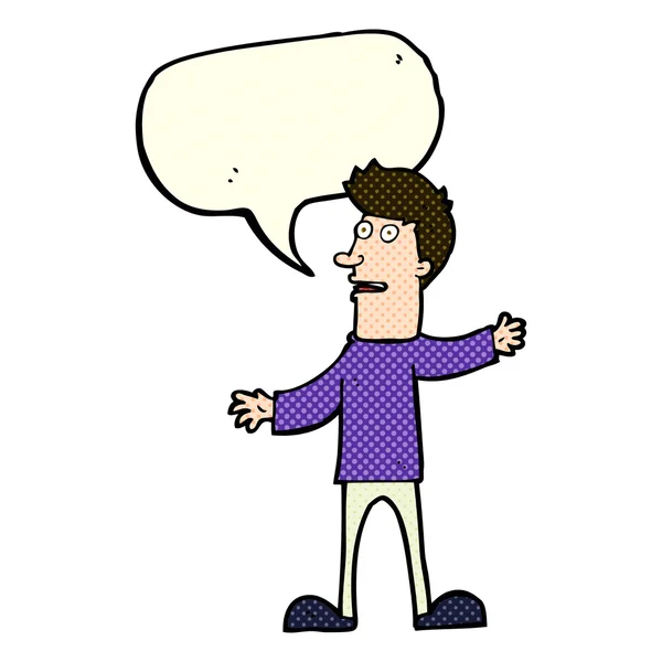 Cartoon surprised man with speech bubble — Stock Vector