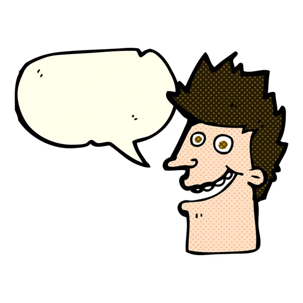Cartoon gelukkig man gezicht met spraakbel — Stockvector