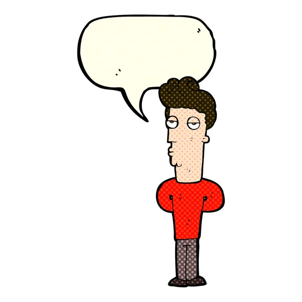 Desenho animado entediado homem com fala bolha —  Vetores de Stock