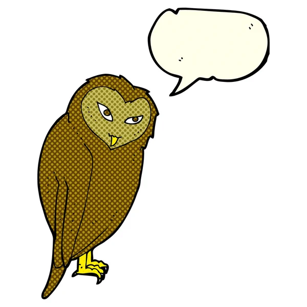Мультяшная сова с пузырьком речи — стоковый вектор