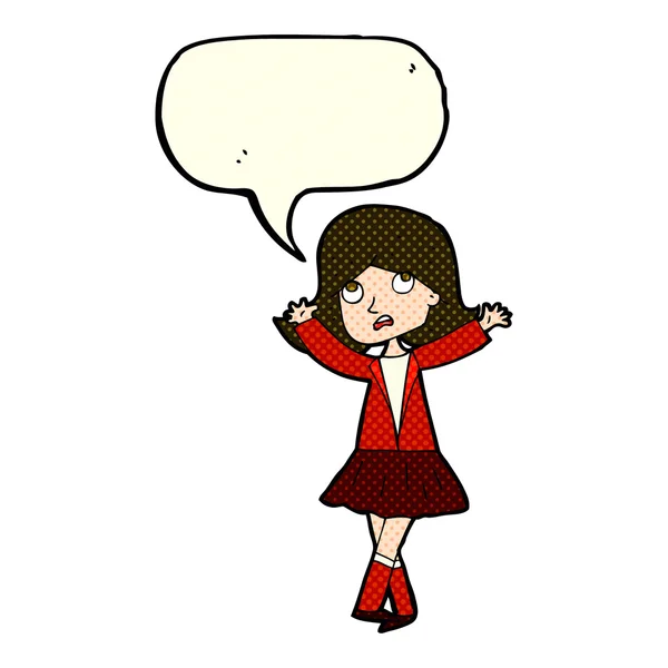 Cartoon unglückliches Mädchen mit Sprechblase — Stockvektor