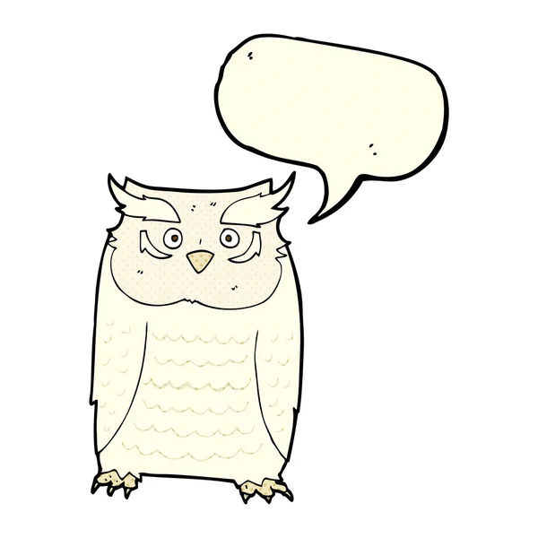 Мультяшная сова с пузырьком речи — стоковый вектор