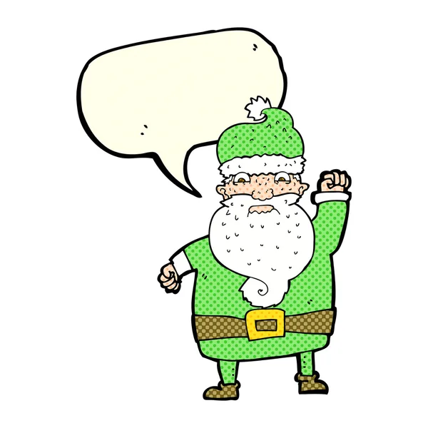 Cartoon angry santa claus with speech bubble — Stock Vector