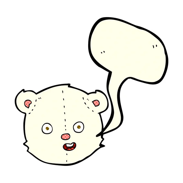 Cartoon polar teddy bear head with speech bubble — Stock Vector