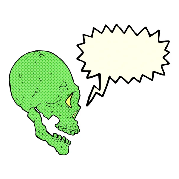 Gruselige Totenkopf-Illustration mit Sprechblase — Stockvektor